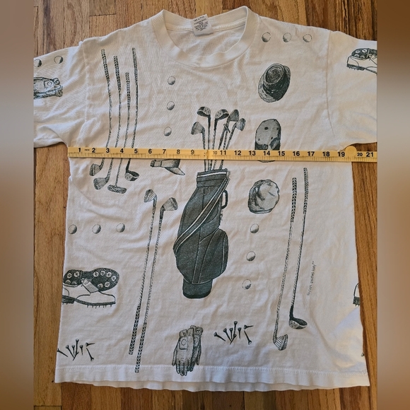 Painted Lady Vtg 90s AOP Golf Short Slv T Shirt Size L Single Stitch White - Picture 6 of 10